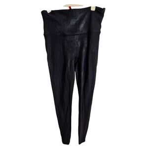 Spanx Leggings High Waisted Leggings Women M Black Shiny Compression Leggings